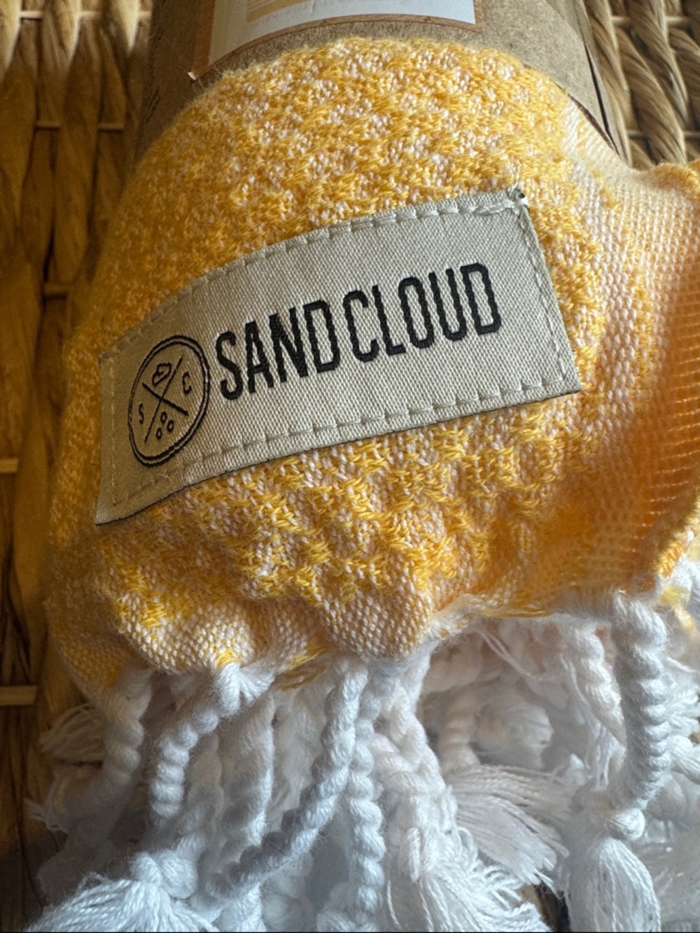 Sand Cloud Yellow & White Striped Beach Towel - Picture 2 of 6